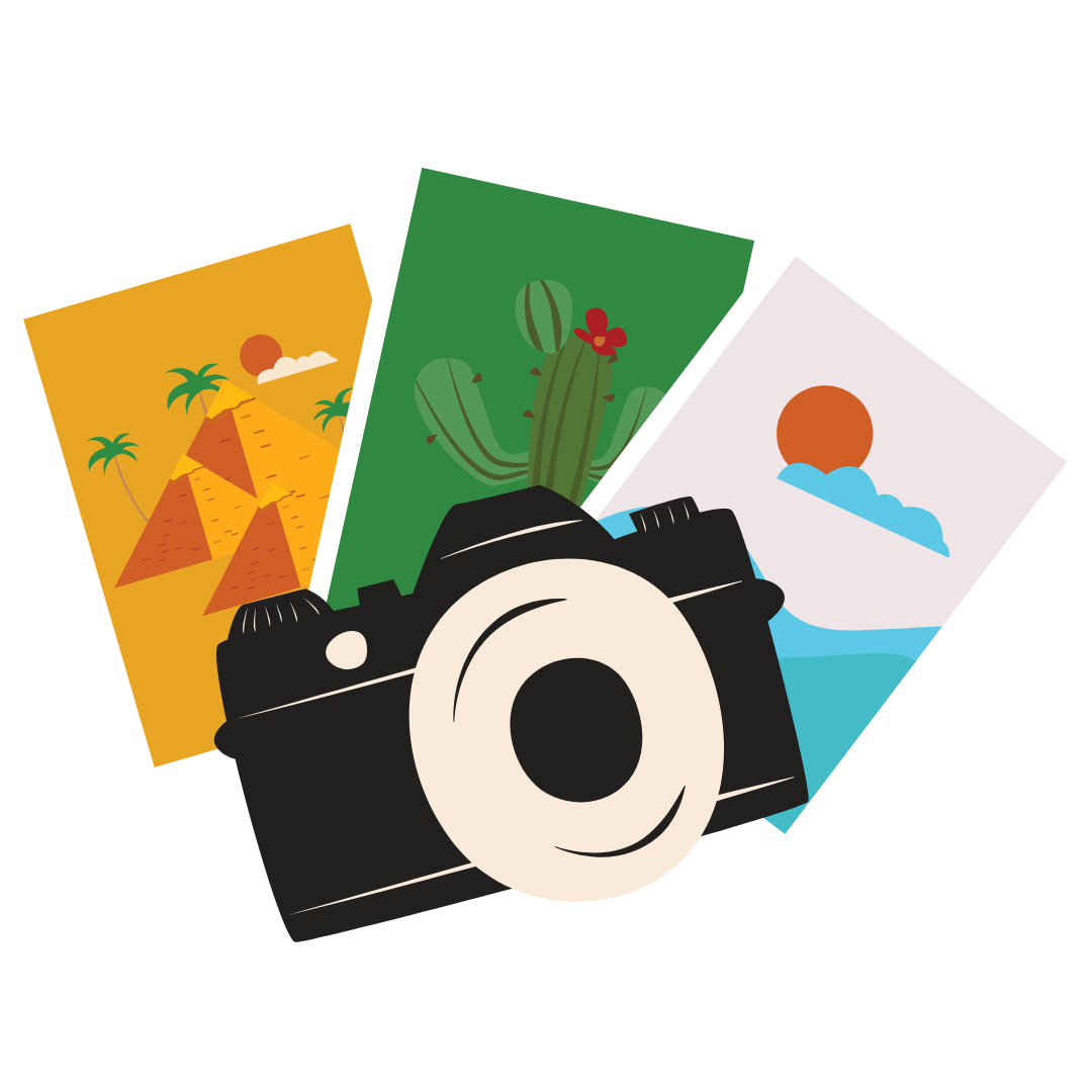 cartoon camera with photos