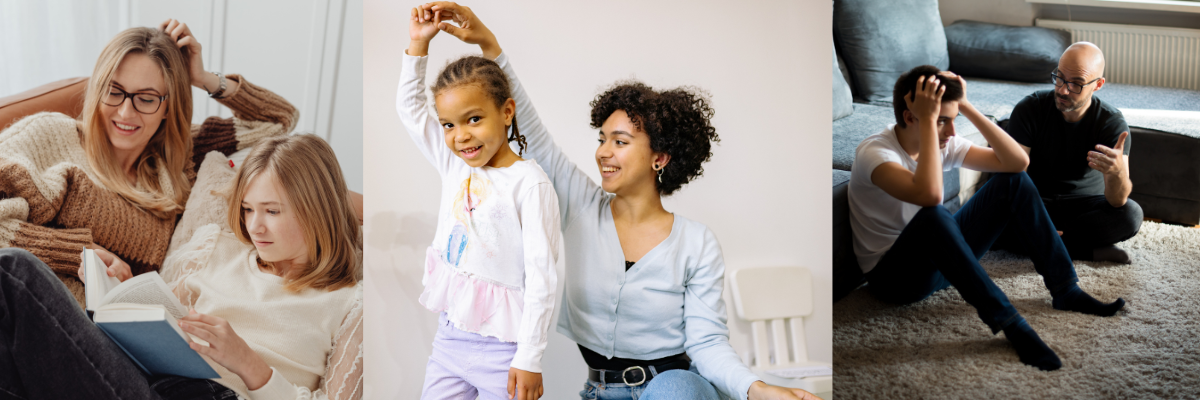 photos of 2 different parents with their children