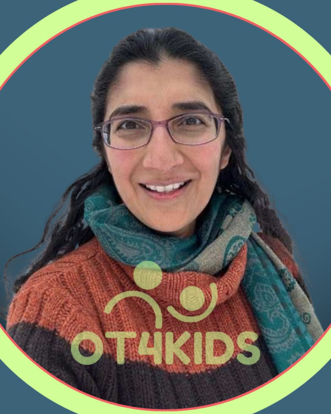 a photo of Munira, a brown woman with long dark hair and glasses